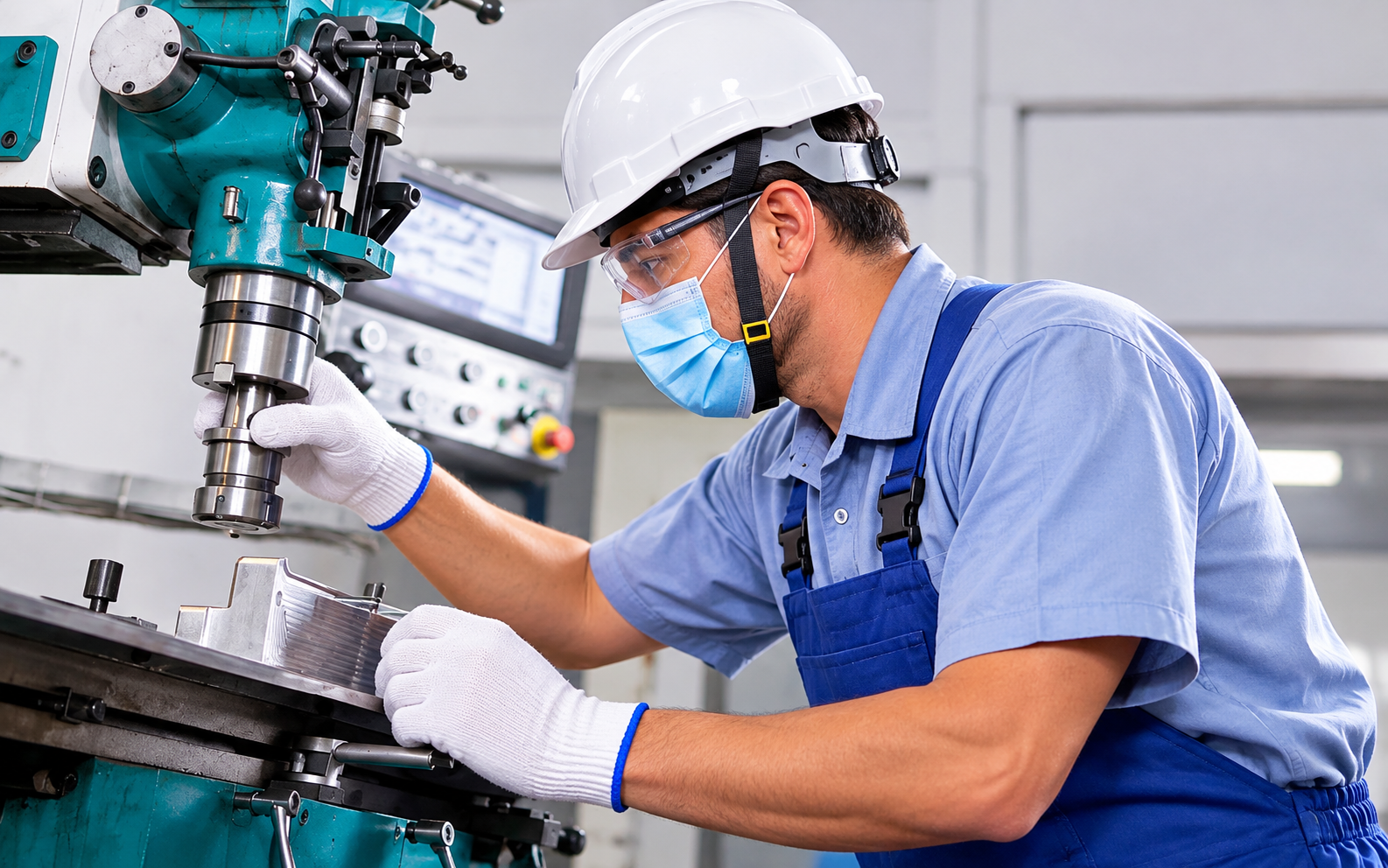 Técnico especializado realizando mantenimiento de maquinaria de construcción
